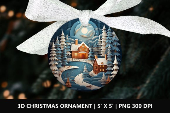 3D Christmas Round Ornament PNG: Premium Illustrations