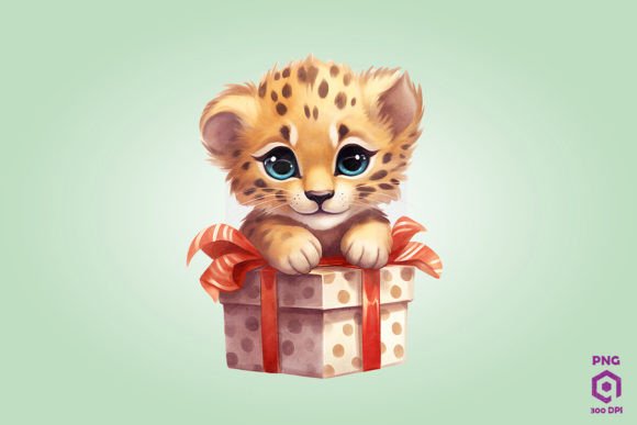 Cheetah Christmas Gift Box: Fresh Illustrations
