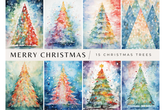 Christmas Card, Christmas Tree Bundle Illustrations