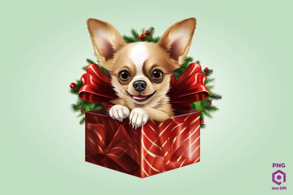 Christmas Chihuahua Dog Gift Box 2 Illustrations Review