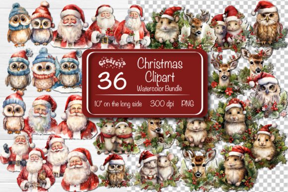 Christmas Clipart Bundle Watercolor Png: Fresh Illustrations