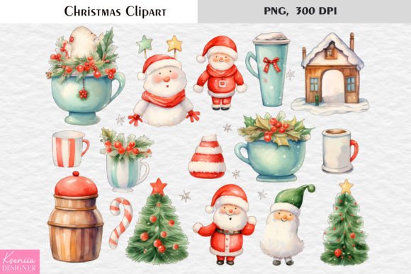Christmas Cute Characters Clipart: Festive Illustrations