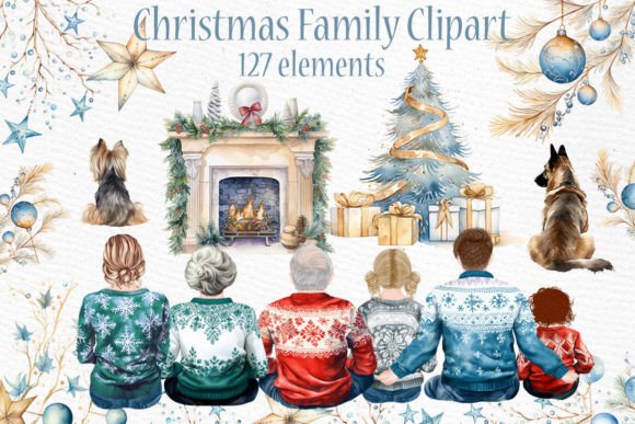 Christmas Family Clipart: Big Family Png Illustrations