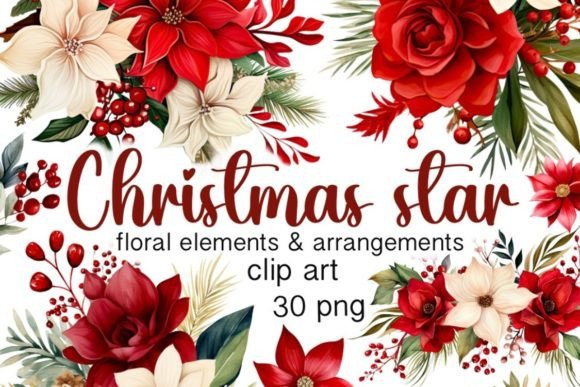 Christmas Floral Clipart Bundle: Premium Illustrations