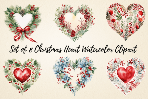 Christmas Heart Sublimation Clipart: Editorial Illustrations