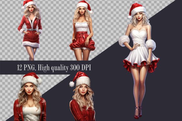 Christmas Lady Clipart: Festive Illustrations for Brands