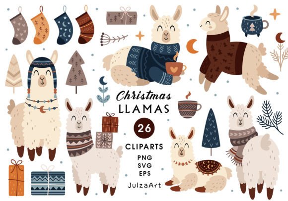 Christmas Llama Clipart & Svg Illustrations Review