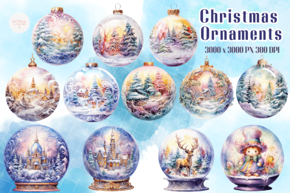 Christmas Ornaments Sublimation Clipart & Illustrations