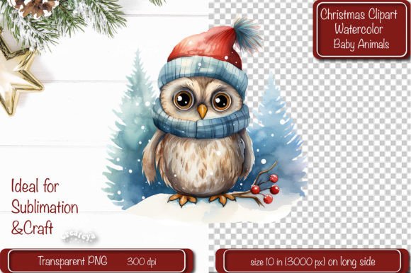 Christmas Owl Clipart for Illustrations & Blogs