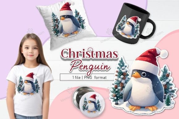 Christmas Penguin Sticker: Festive Illustrations