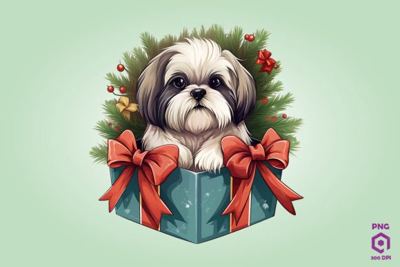 Christmas Shih Tzu Gift Box Illustrations Review