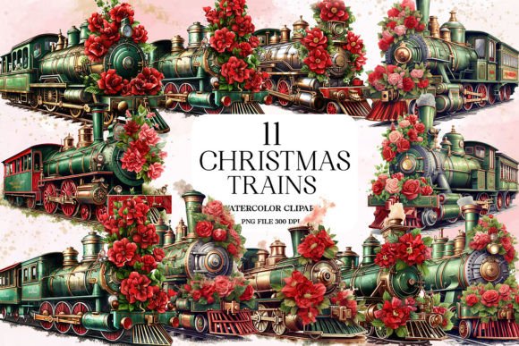 Christmas Trains Clipart: Festive Illustrations for Blogs