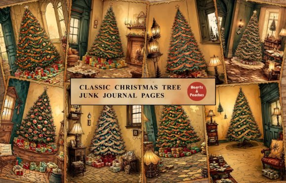 Classic Christmas Tree Junk Journal Page: Illustrations Review