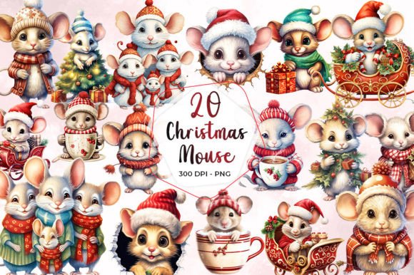 Cute Christmas Mouse Clipart: Festive Illustrations