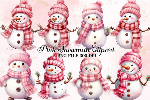 Cute Pink Christmas Snowman Clipart & Illustrations Review