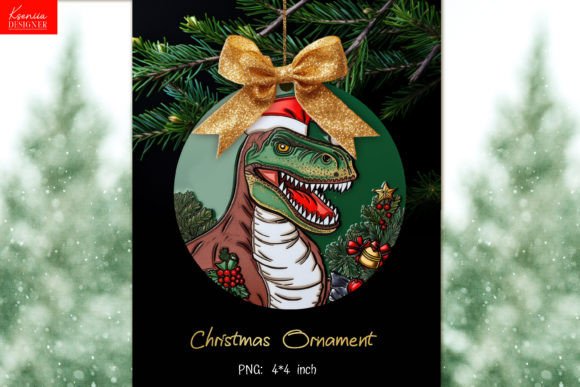 Dino Ornament PNG: Festive Illustrations