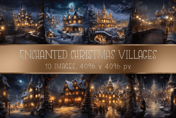 Enchanted Christmas Night Village Illustrations Review