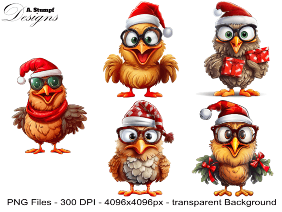 Funny Christmas Chicken Clip Art & Illustrations Review