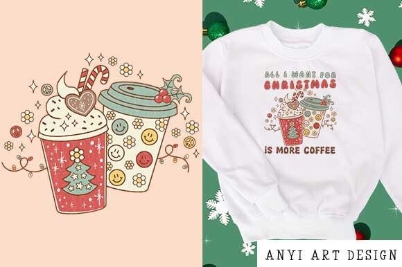Groovy Christmas PNG: Retro Illustrations for Brands