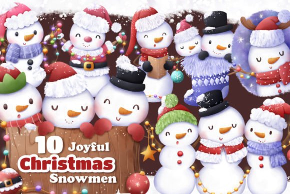 Joyful Christmas Snowmen Collection: Festive Illustrations