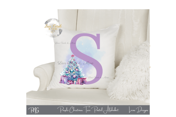Pastel Purple Christmas Tree Alphabet Illustrations
