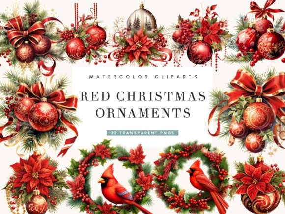 Red Christmas Ornaments Clipart & Illustrations Review
