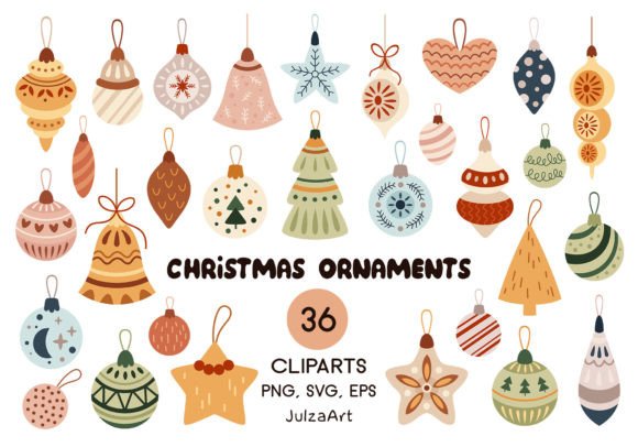 Retro Christmas Ornaments Clipart & Illustrations Review