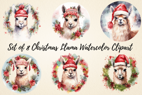 Review: Christmas Llama Watercolor Clipart for Embroidery