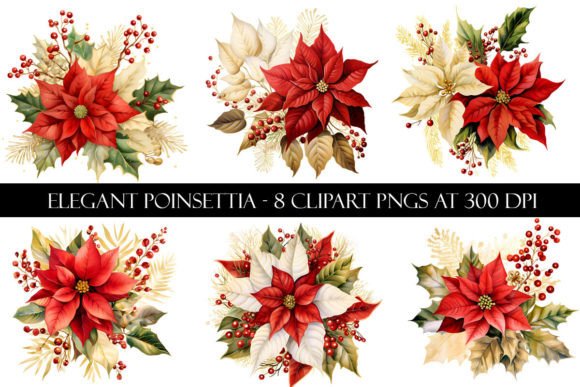 Review: Elegant Christmas Poinsettia Clipart for Stitching