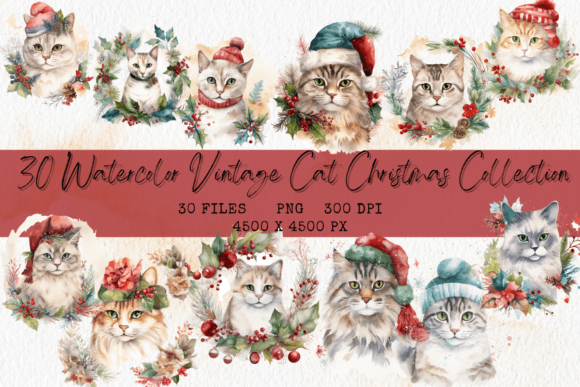 Reviewing Watercolor Vintage Cat Christmas for Stitchers