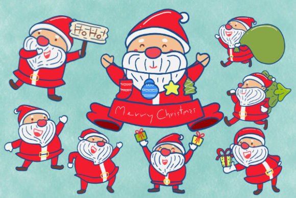 Santa Claus Spreads Happiness: Festive Illustrations