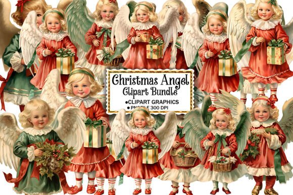Vintage Christmas Angel Clipart Bundle: Illustrations Review