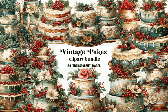 Vintage Christmas Cake Clipart: A Designer's Review of Illustrations