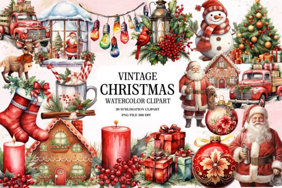 Vintage Christmas Watercolor Clipart: A Designer's Review
