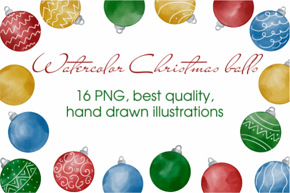 Watercolor Christmas Balls: Festive Illustrations