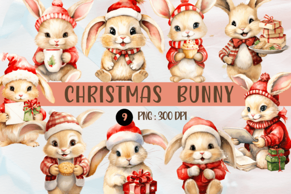 Watercolor Christmas Bunny Illustrations Review