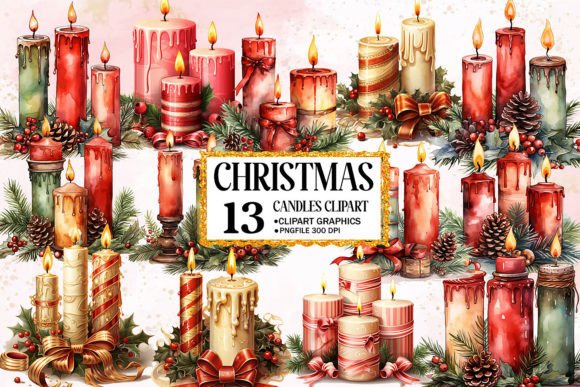 Watercolor Christmas Candle Clipart: Illustrations Review
