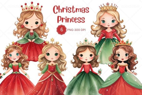 Watercolor Christmas Princess Clipart & Illustrations Review