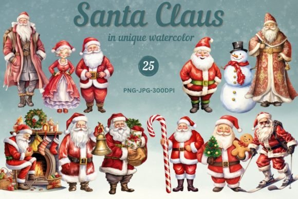 Watercolor Santa Clipart & Illustrations Review